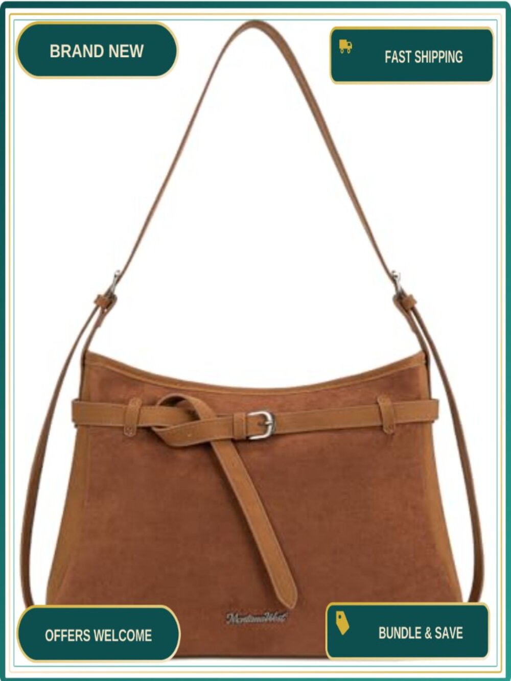 Faux Suede Slouchy Hobo Shoulder Bag Adjustable Strap Everyday Handbag